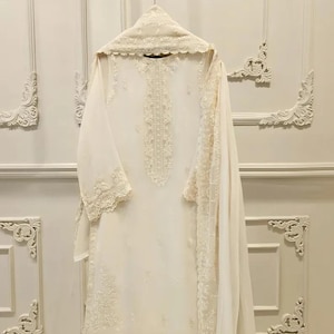 white dress design in bangladesh Readymade Anarkali Gown With Dupatta V2