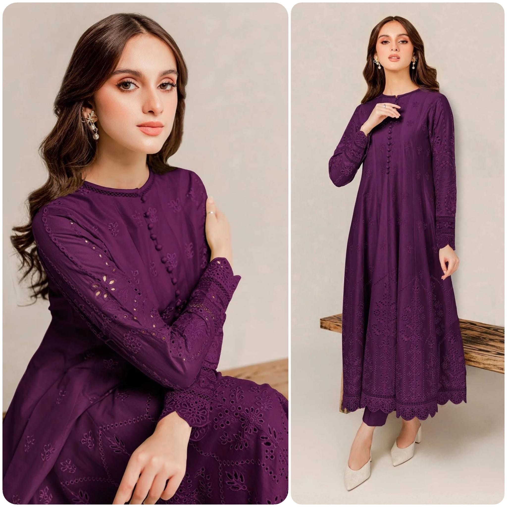 2pc Jazmin embroidered chikankari Anarkali frock suit Pakistani Indian Bangladeshi desi designer