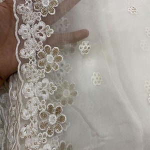 Dyeable Pure chiffon embroidered dupatta with sequins