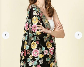 Black Georgette Dupatta with Heavy Embroidery & Sequins Work