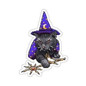 Pixel Cat Wizard Stickers