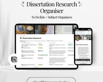 Dissertation Research Planner: Notion Template for University Students (Digital Download)