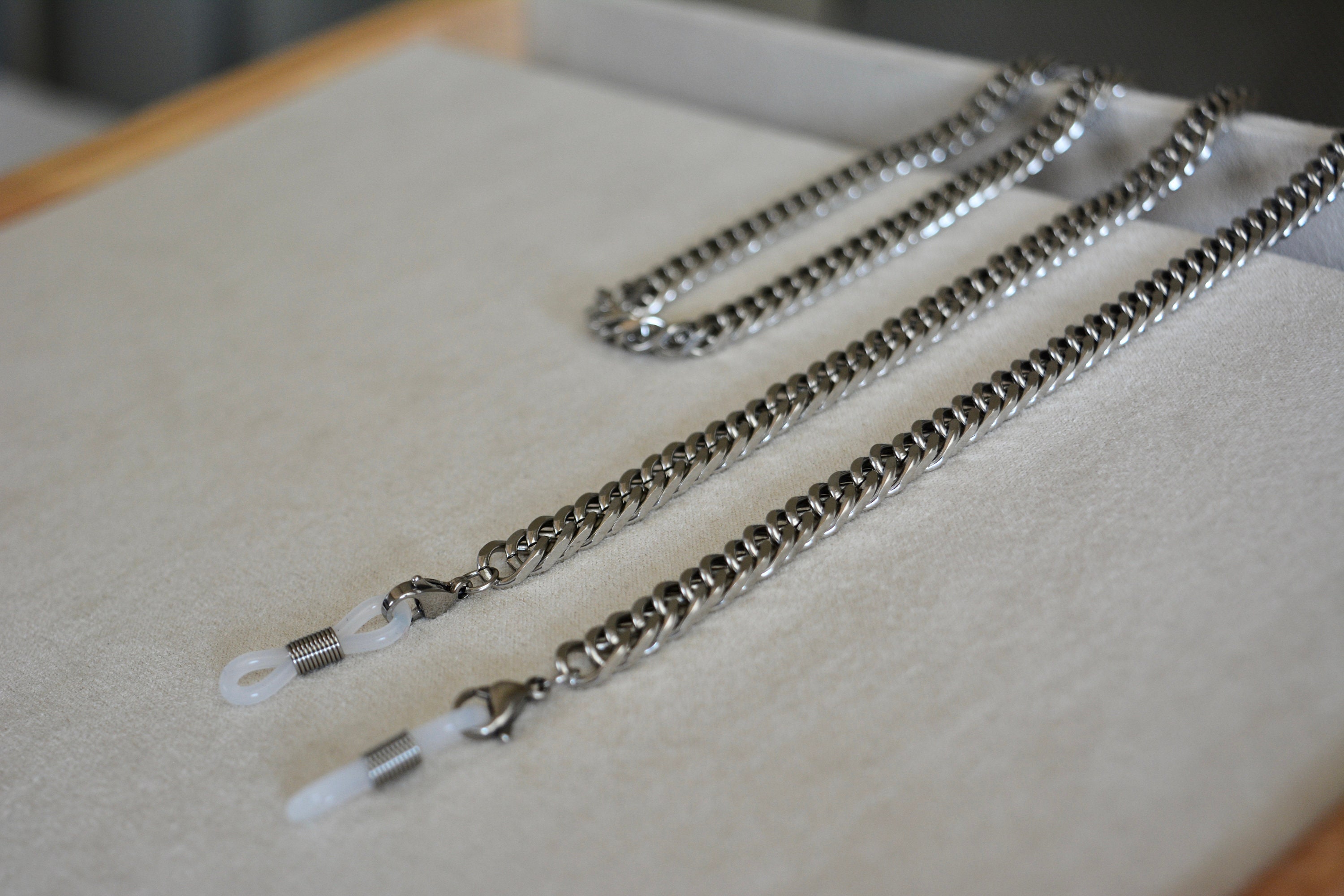 Silver Thick Sunglasses Chain - Stainless Steel Glasses Chain - Silver ...