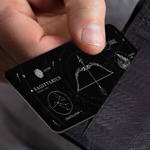Saggitarius Zodiac Sign Wallet & Gift Card - Tarjeta de símbolo astrológico para familiares y amigos - Tarjeta pequeña