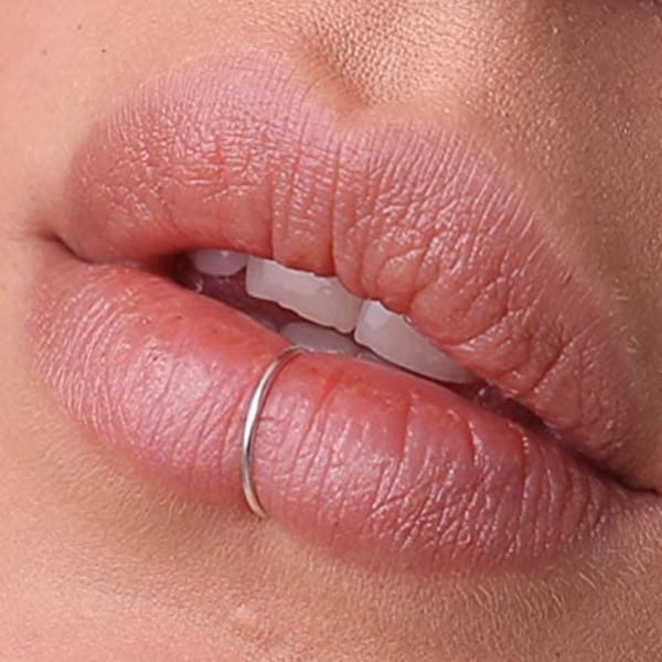 Silver Fake Lip Ring in 925 Sterling Silver - No Piercing Needed-lip cuff, faux lip ring, fake piercing