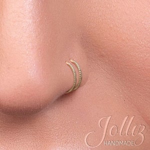 Double Spiral Nose Hoop Gold Filled Double Hoop Nose Ring 14K Spiral Nose Hoop For Women Double Nose RingsV