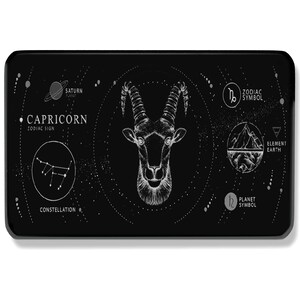 Petite carte astrologique noire Capricorne Signe du zodiaque - Planète Saturne Symbol Element Earth Wallet Card