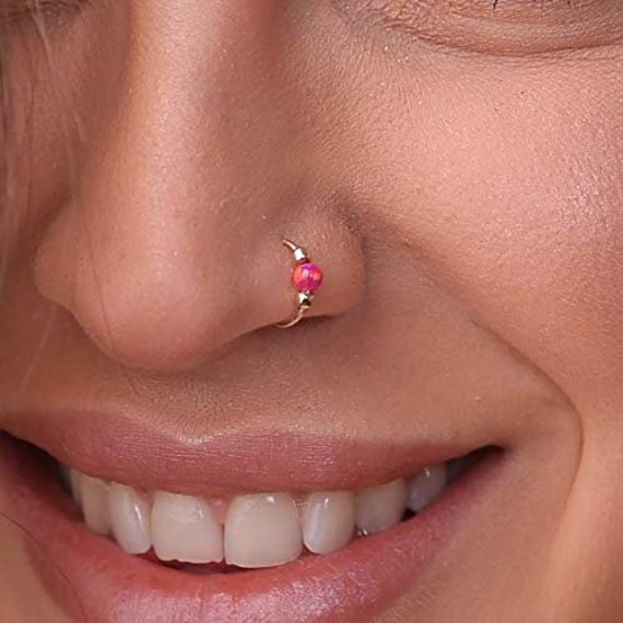 Red Opal Nose Ring 14k Gold Filled Nose Piercing Hoop Etsy Australia