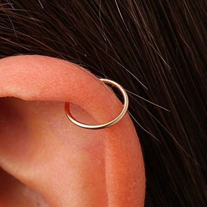 Gold helix hoop - 20 gauge 14k yellow gold filled helix ring - Gold Cartilage Earring Hoop