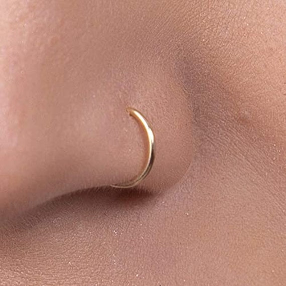 Buy Plain Nose Hoop Piercing 18 Gauge Tiny Gold Filled Nose Ring 7mm  Diameter 0.2 Inches Nose Rings Hypoallergenic Nose Hoops Jewlery Online in  India - Etsy