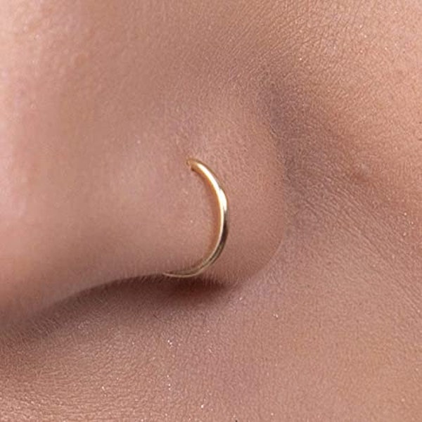 Plain Gold Nose Ring - 14k Gold Filled Nose Piercing ring - 20 Gauge 8mm Ring