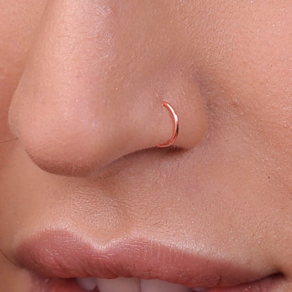 Tiny Rose Gold Nose Ring - 20 G Rose Gold Filled Nose Rings hoop