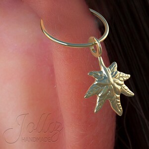 old Cartilage Earring Hoop – 14K Gold Filled Helix Piercing Ring For Woman – 20G 8mm Ring –  Maple leaf