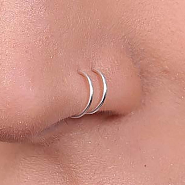 Double Spiral Nose Hoop 925 Double Hoop Nose Ring Silver Spiral Nose Hoop For Women Double Nose Rings