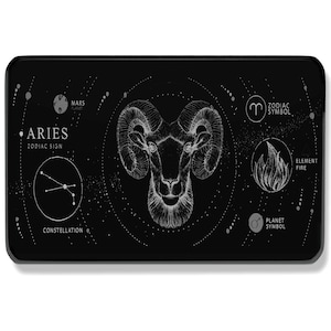 Signo zodiacal Aries - Tarjeta de billetera Signos astrológicos - Planeta Marte Elemento Fuego Pequeñas tarjetas negras