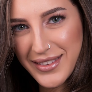 White Opal Nose Hoop - 925 silver Nose ring - 20G 8mm Hoop With 3mm White Opal