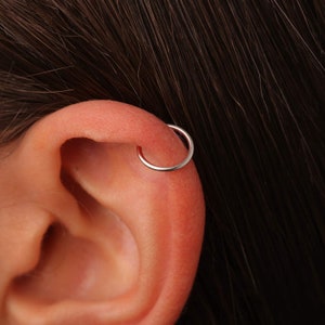 Silver Cartilage Earring helix Piercing - Thin 20 gauge 925 silver helix ring