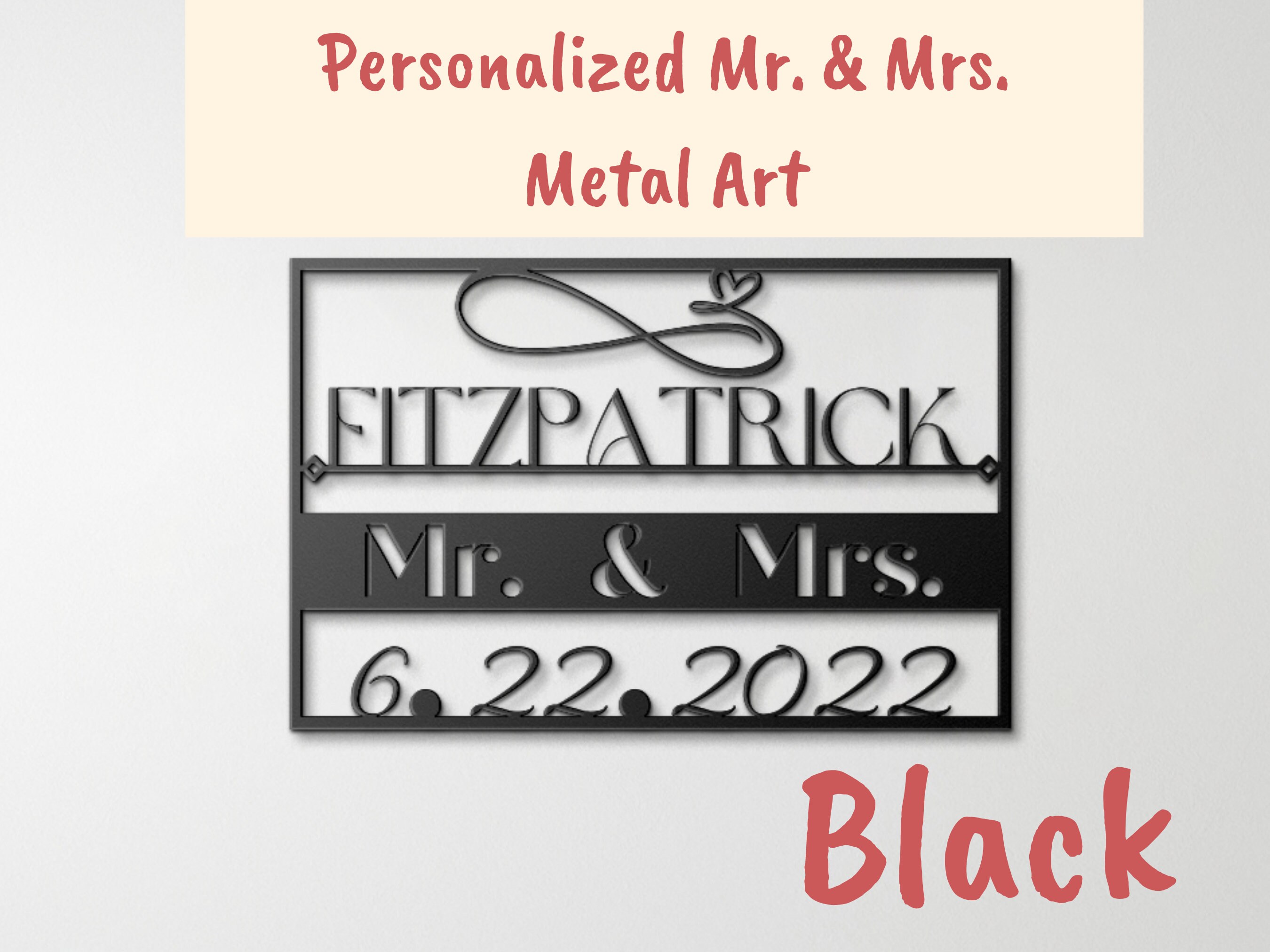 Personalized Mr. and Mrs. Date Metal Sign, Personalized Wedding Gift ...