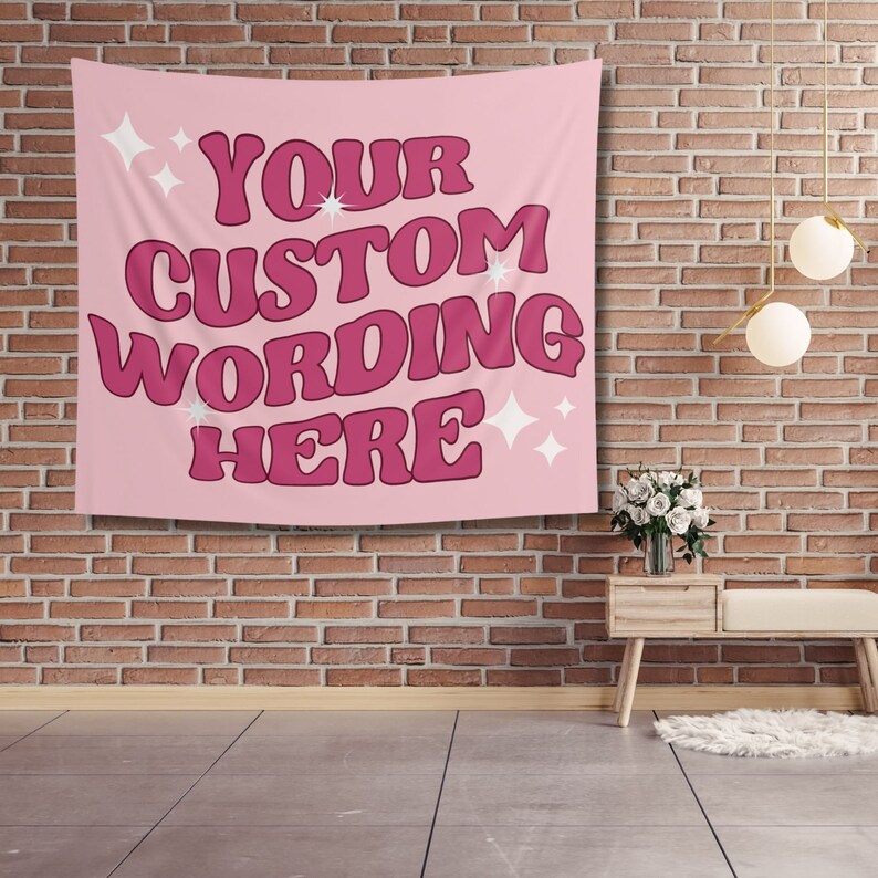Custom Wording Tapestry Pink Wall Tapestry, Bedroom Decor, Living Room