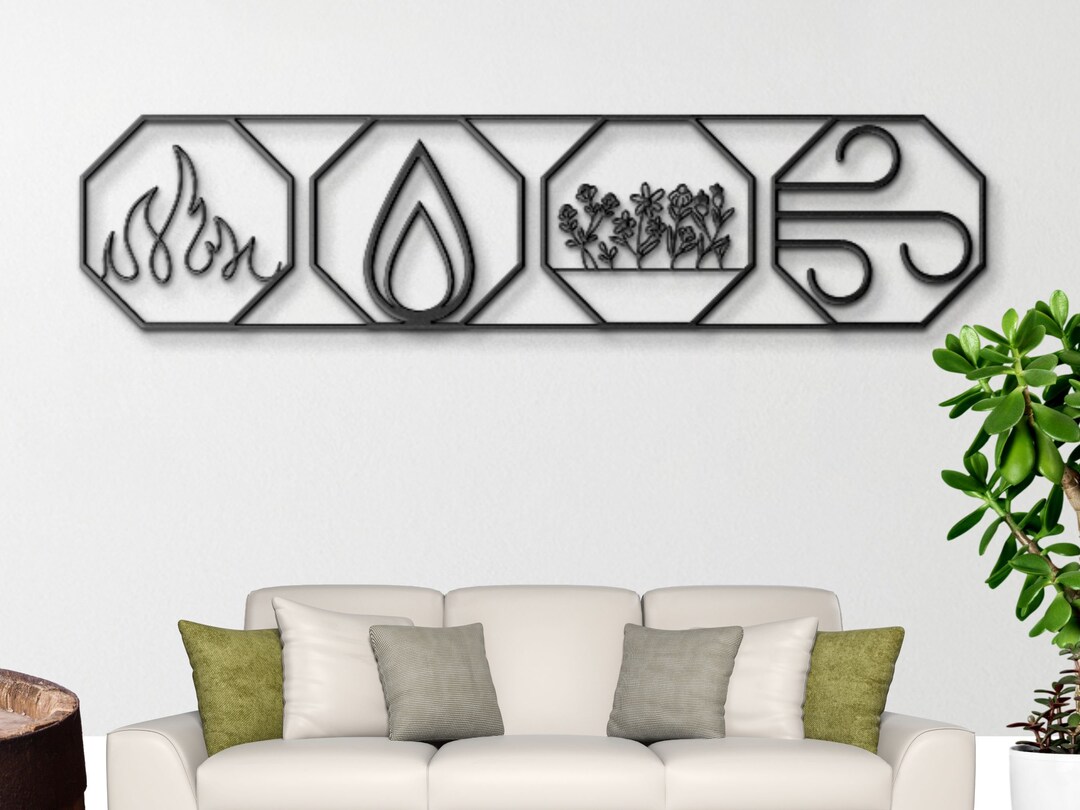 4 Elements Wall Art, Elements Large Metal Wall Art, Four Elements Art