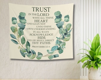Proverbs 3 5 6 Wall Tapestry Christian House Blessing Gift Botanical Scripture Living Room Decor