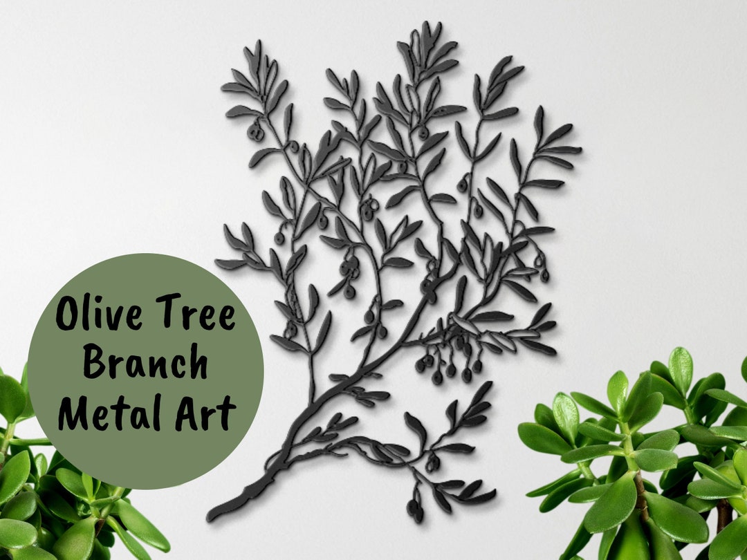 Metal Tree Wall Art, Olive Tree, Metal Branch Wall Decor, Geometric