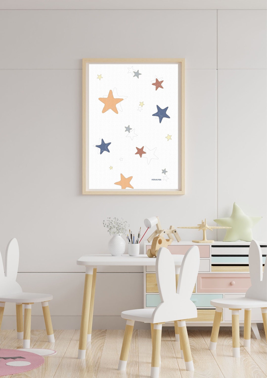Stars Wall Art Print for Kids Room Stars Room Decor Drawing Etsy
