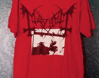 T-shirt officiel Mayhem noir Death Metal Deathcrush rouge toutes tailles 