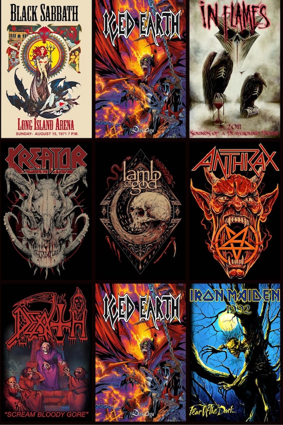 208PCS Vintage 90'S ROCK/METAL Best Concert Poster 300 DPI