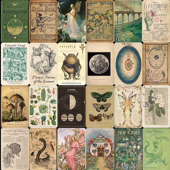 Vintage Fairy Wall Kit 200 PCS grunge fairy wall collage kit vintage posters retro wall collage kit room decor aesthetic cottagecore posters