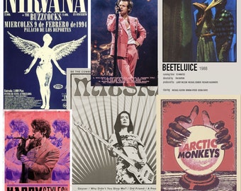 Music Posters Wall Collage Dark Academia Aesthetic Wall Collage Kit Digital Prints DIY Wall Posters Room Decor Vintage Posters