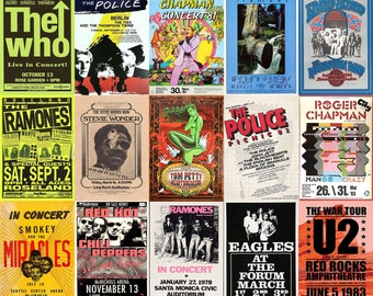 Vintage Rock Concert Poster Aesthetic Wall Collage Kit Hard Rock Retro Band Poster 315pcs Classic Rock Posters Vintage Music Posters