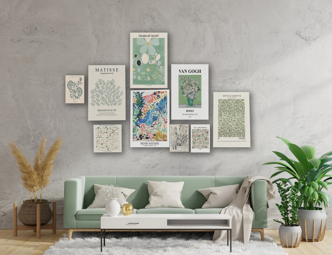 Sage Green Gallery Wall Set Wall Decor Eclectic Printable Modern