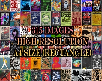 530PCS Vintage Concert Poster, Retro Band Poster, Classic Rock Posters,  Vintage Music Posters, Aesthetic Wall Collage Kit, Rock Musıc Decor 