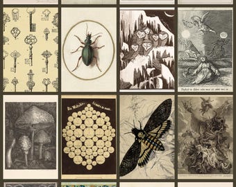 215 PCS Eclectic Bohem Dark Academia Digital Download Minimalist Retro Grunge Room Decor Aesthetic Vintage Photo Collage Kit Wall Collage