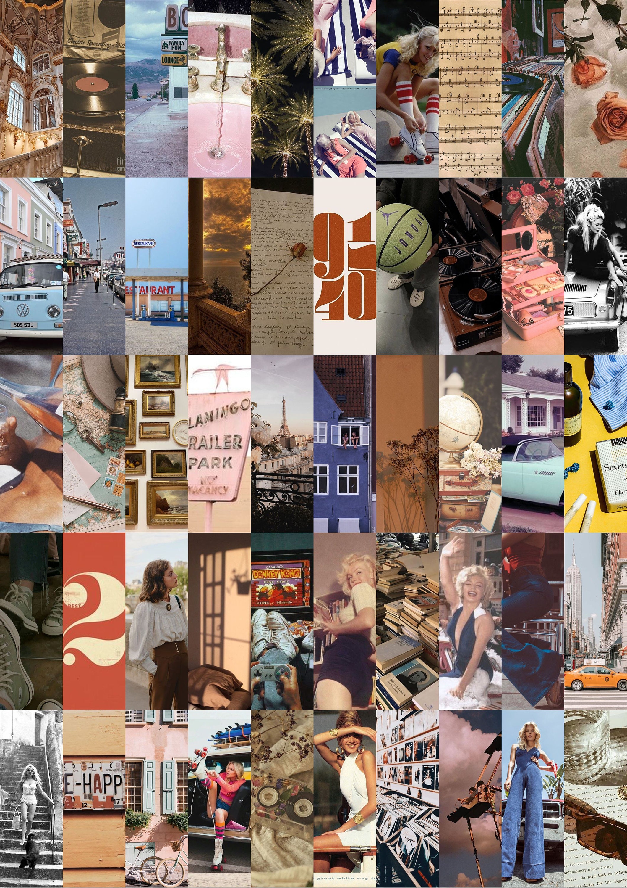 Vintage Aesthetic Wall Collage Kit Retro Wall Collage Kit Aesthetic