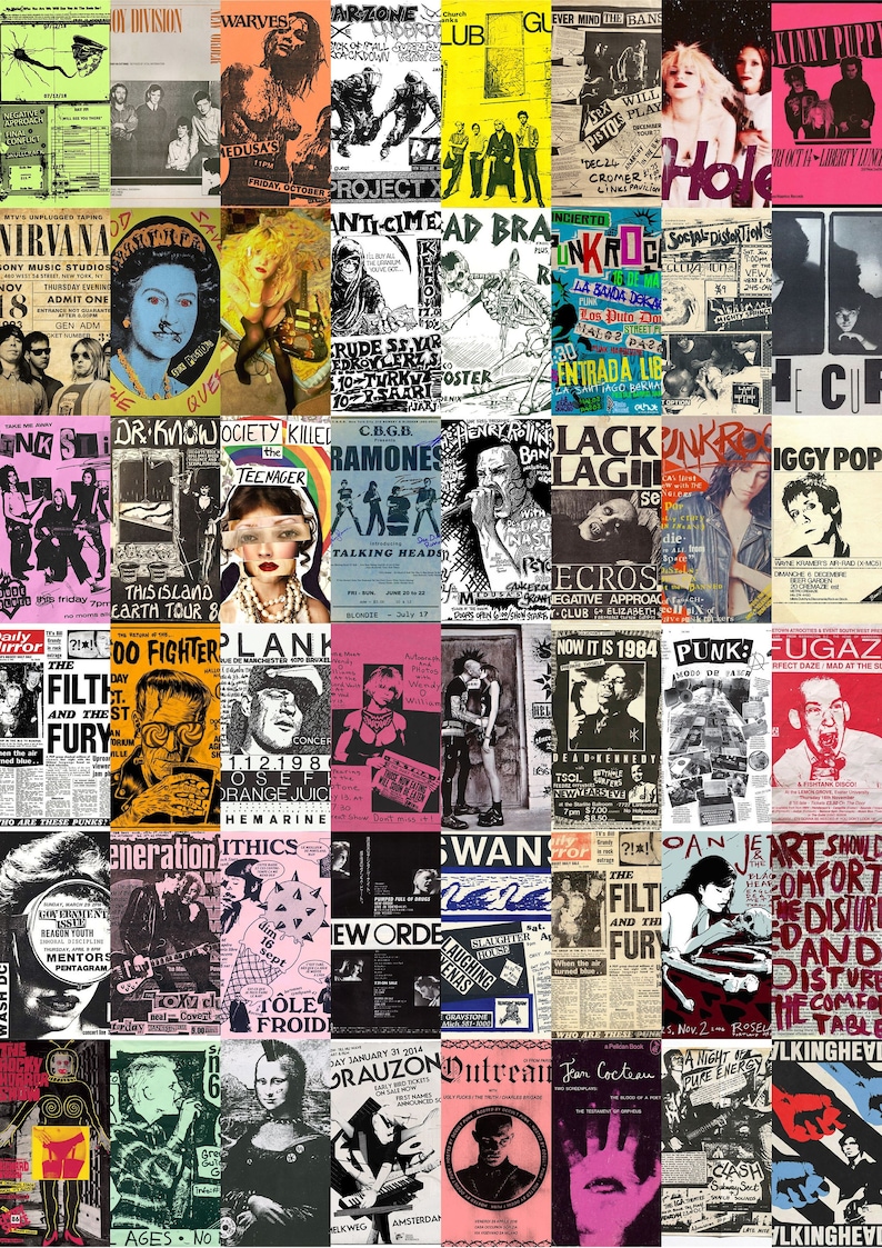 PUNK Posters Retro Aesthetic Wall Collage Kit Hard Rock Retro Band ...