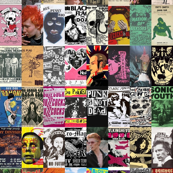 PUNK Posters Retro Aesthetic Wall Collage Kit Hard Rock Retro Band Poster Classic Rock Posters Vintage Music Posters Grunge Posters DIGITAL
