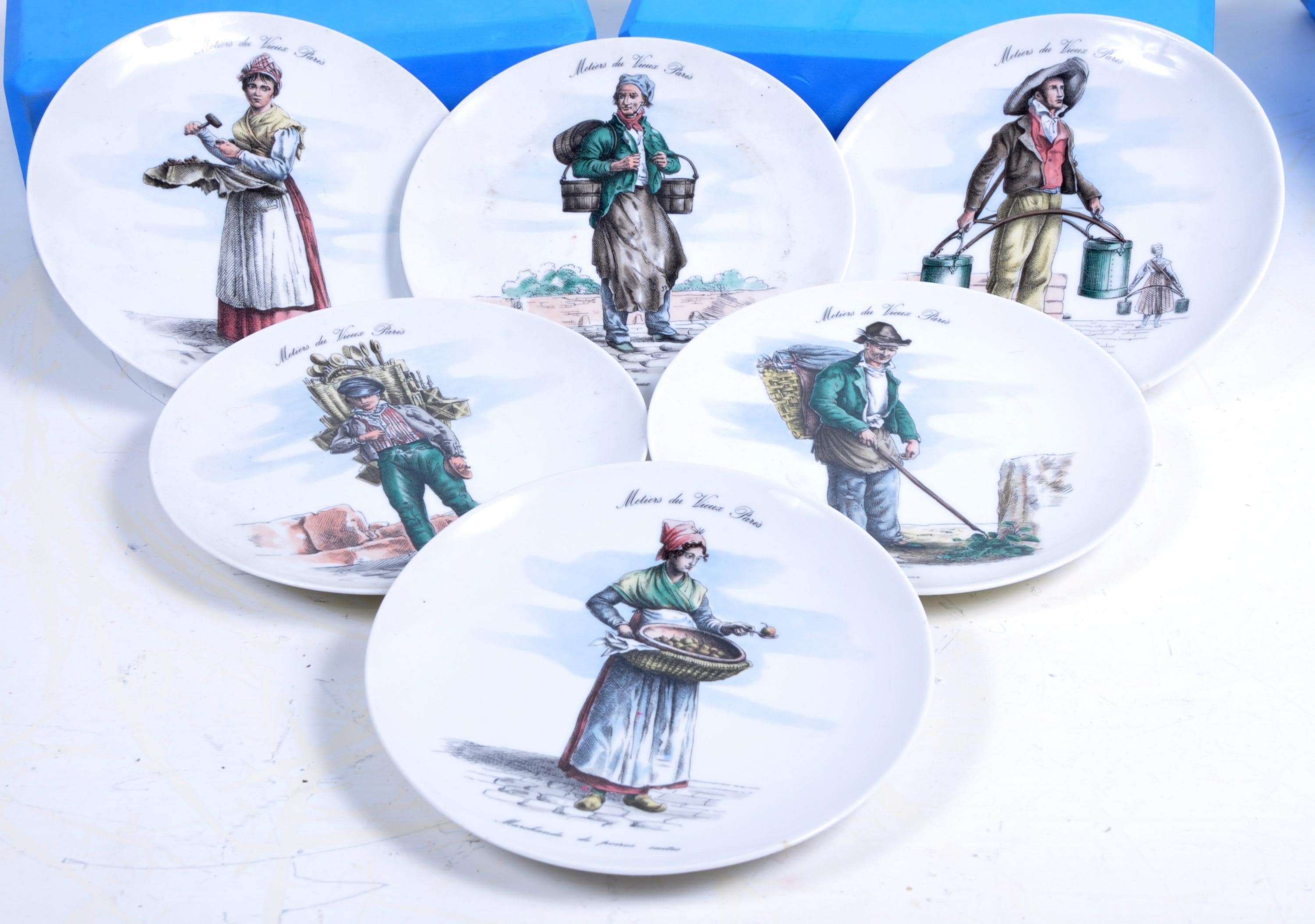 Série De 6 Assiettes à Dessert En Porcelaine - Métiers Du Vieux Paris Berry
