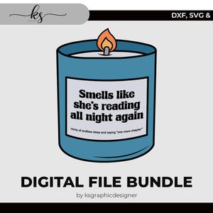 Huele como si estuviera leyendo toda la noche VELA Svg - Archivo de corte para Cricut, Silhouette o similar - Booktok Svg - Bookish Svg - Svg para Cricut