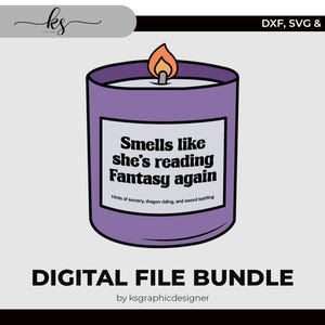 Huele como si estuviera leyendo fantasía VELA Svg - Archivo de corte para Cricut, Silhouette o similar - Booktok Svg - Bookish Svg - Svg para Cricut