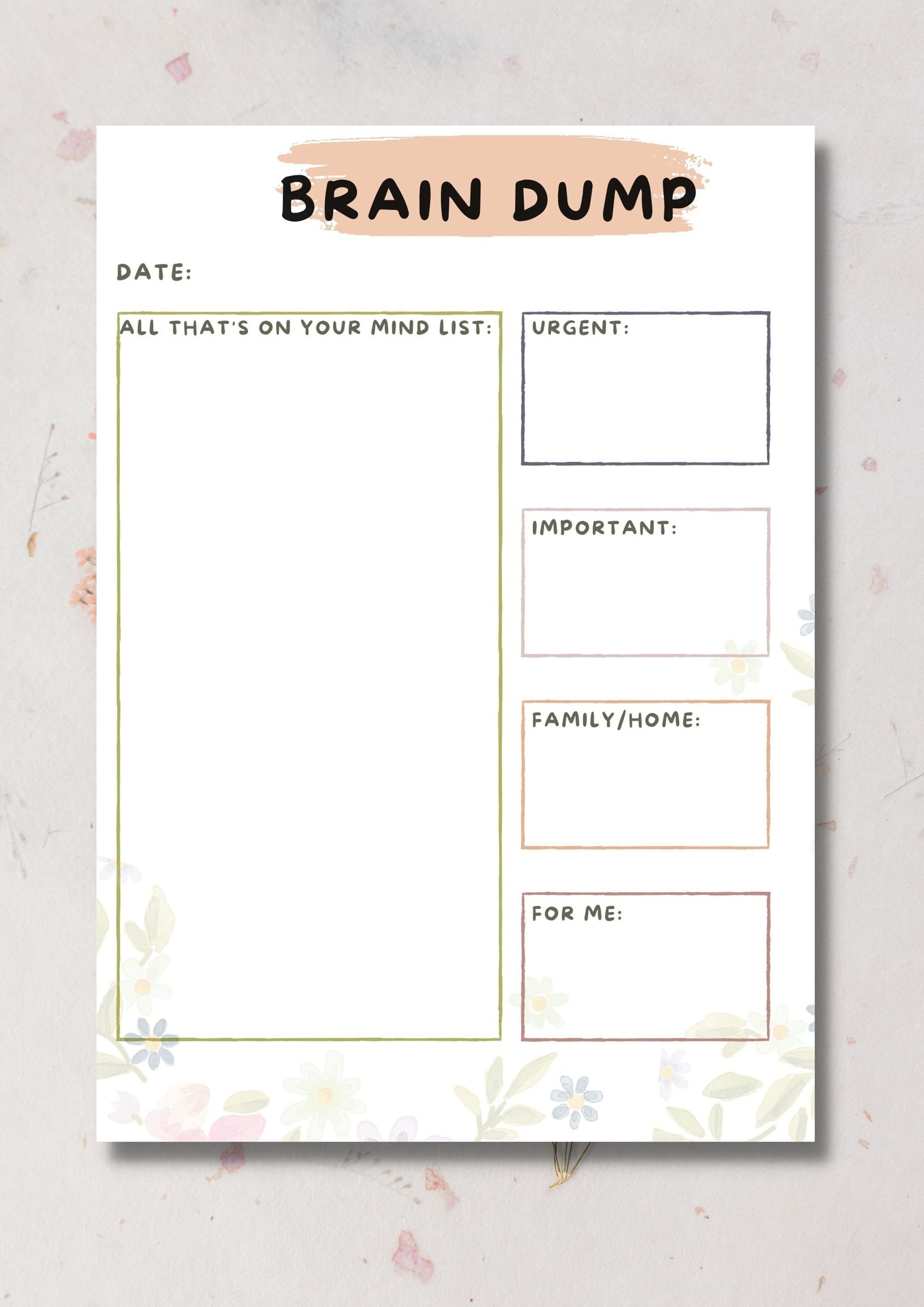 Brain Dump Planner Printable PDF - Etsy