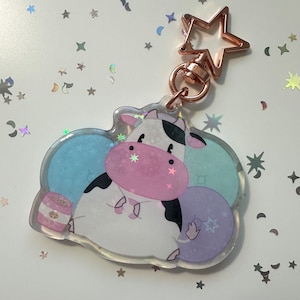 Gaming Cow Holographic Keychain - Harvest Moon DS / Story of Seasons