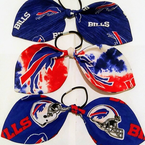 3 Pack NFL Buffalo Bills Big Bunny Ears hair tie, 3 Pack Buffalo Bills Hair tie, NFL Bills Bunny Ear hair tie, 3 Pack NFL Hair tie