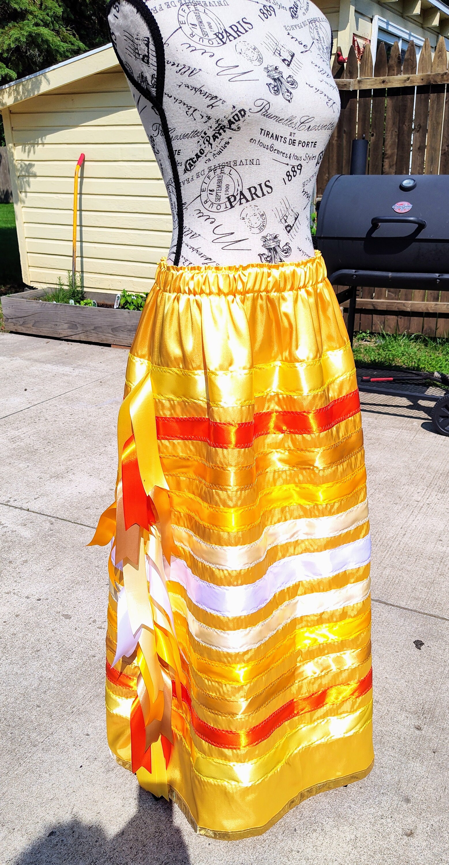Native American Ribbon Skirt Sunrays Ribbon Skirt Yellow