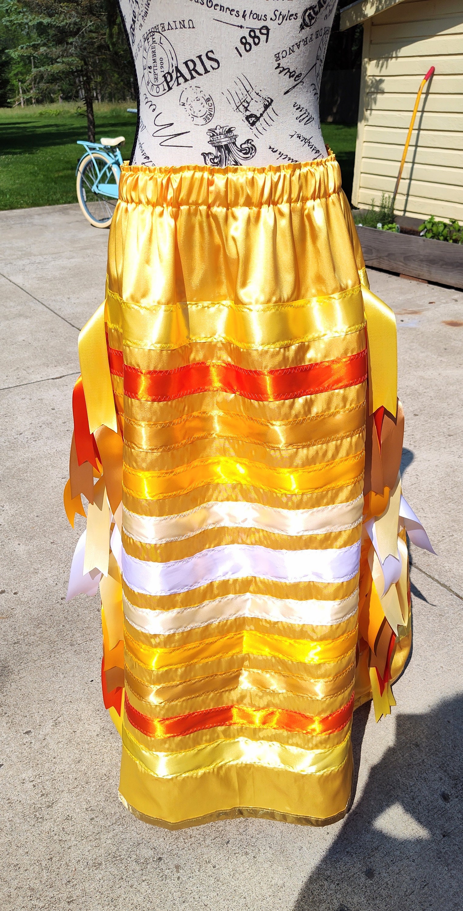 Native American Ribbon Skirt Sunrays Ribbon Skirt Yellow Ribbon