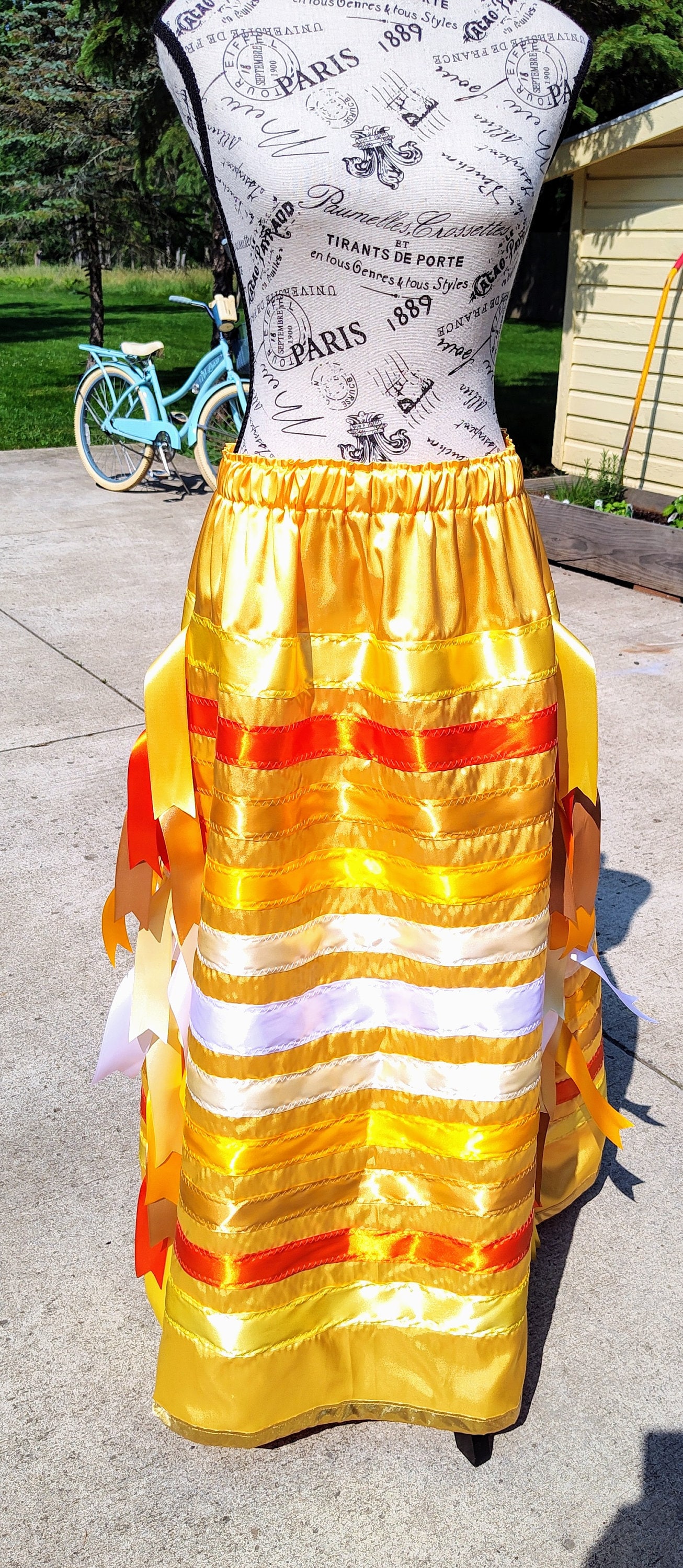 Native American Ribbon Skirt Sunrays Ribbon Skirt Yellow Ribbon