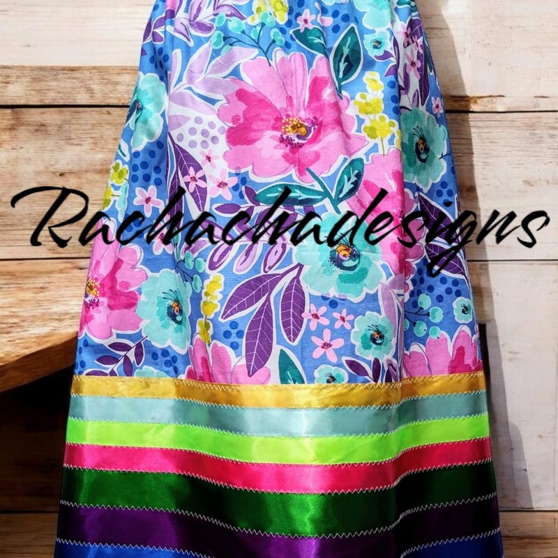 Handmade Riders Navy w/Brown Top Ribbon Skirt main image 1