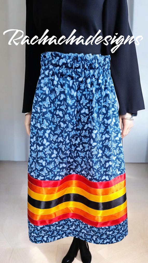 Ribbon Skirt Blue Butterfly Ribbon Skirt Indigenous Ribbon Skirt