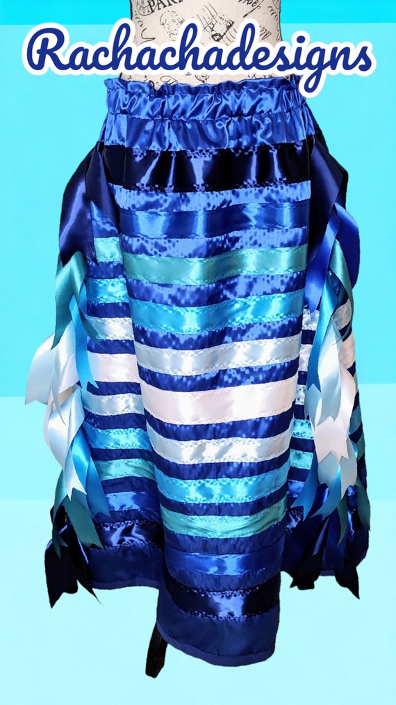Native American Ribbon Skirt Ocean Blue Waves Ribbon Skirt